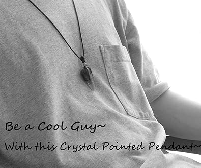 Healing Crystal Stone Pointed Necklace Adjustable Black Rope Natural Gemstone Pendant Necklaces Jewelry for Men Women