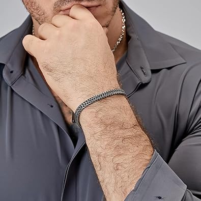 Bracelets for Men-Stainless Steel Magnetic Clasp Franco Chain Mens Bracelet
