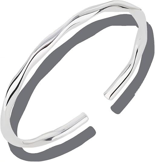 Sterling Silver Bracelet, Open Bangle Cuff Design, Men's Gift Jewelry for My Man