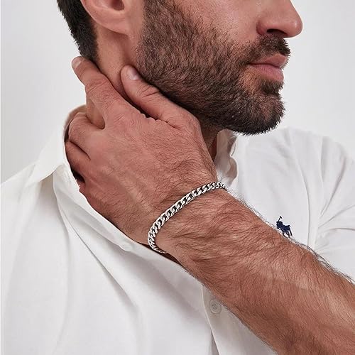 Mens Bracelet Silver Bracelets for Men as Stainless Steel Bracelet Boys Bracelets, Silver Cuban Link Bracelet for Men as Waterproof Silver Bracelet Men Jewelry Men Accessories