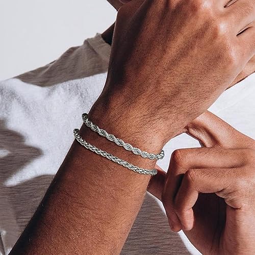 Mens Bracelet Silver Bracelets for Men as Stainless Steel Bracelet Boys Bracelets, Silver Cuban Link Bracelet for Men as Waterproof Silver Bracelet Men Jewelry Men Accessories